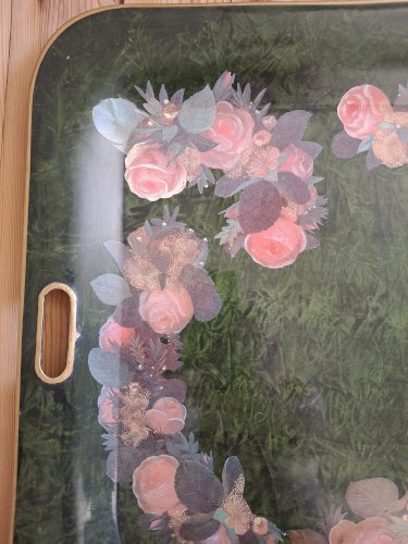 Grand plateau de service en métal peint avec poignées 74,7 X 55,5 cm