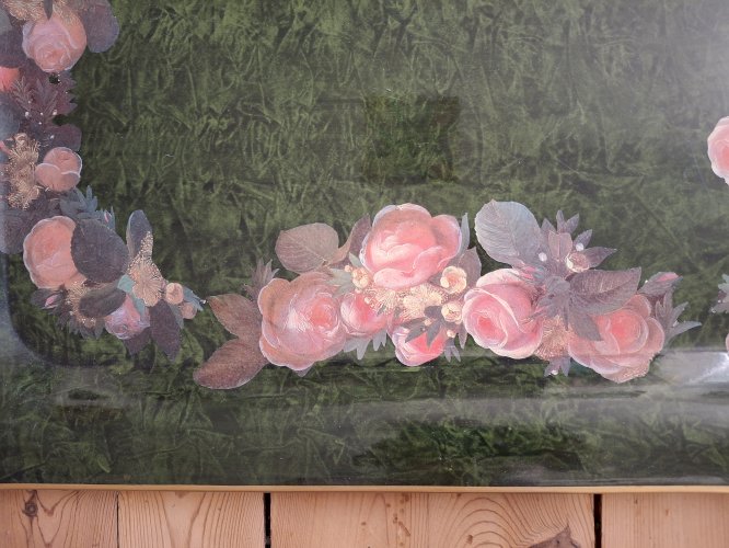 Grand plateau de service en métal peint avec poignées 74,7 X 55,5 cm