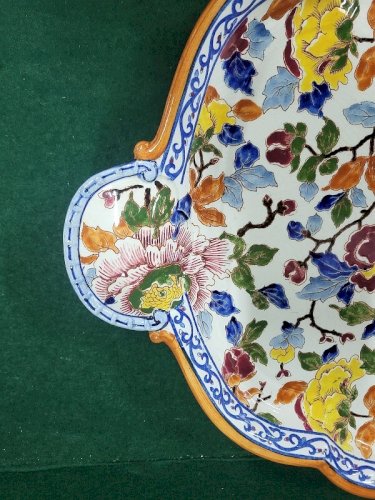 GRAND PLATEAU EN FAIENCE DE GIEN FRANCE