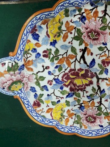 GRAND PLATEAU EN FAIENCE DE GIEN FRANCE