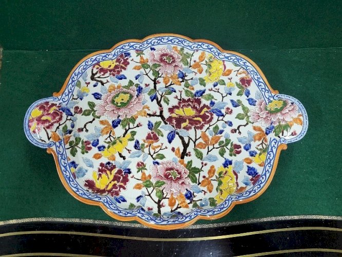 GRAND PLATEAU EN FAIENCE DE GIEN FRANCE