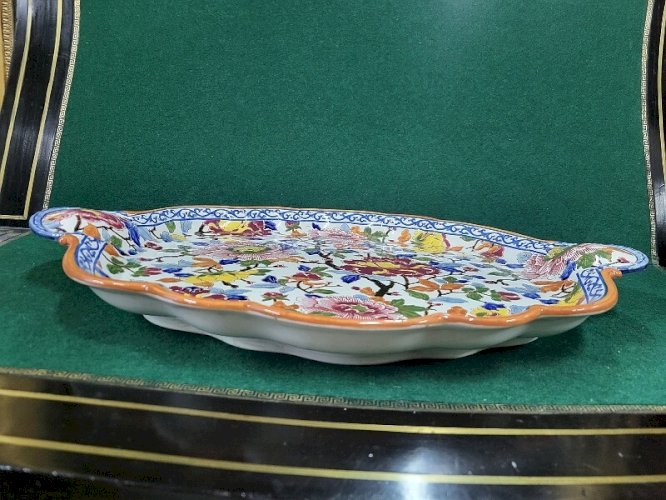 GRAND PLATEAU EN FAIENCE DE GIEN FRANCE