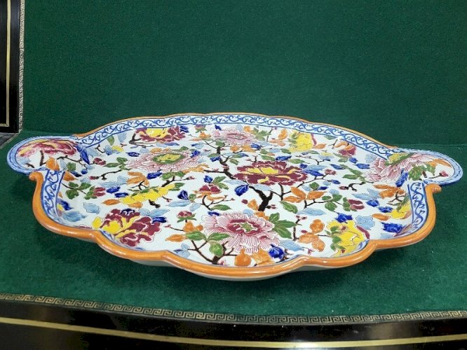 GRAND PLATEAU EN FAIENCE DE GIEN FRANCE