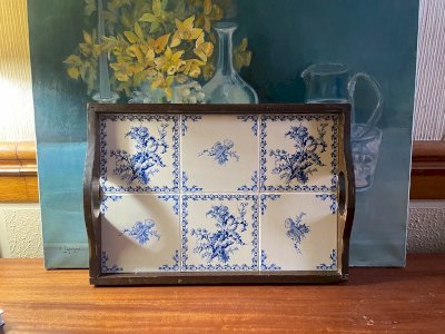 Large vintage Gien platter "Thistles"