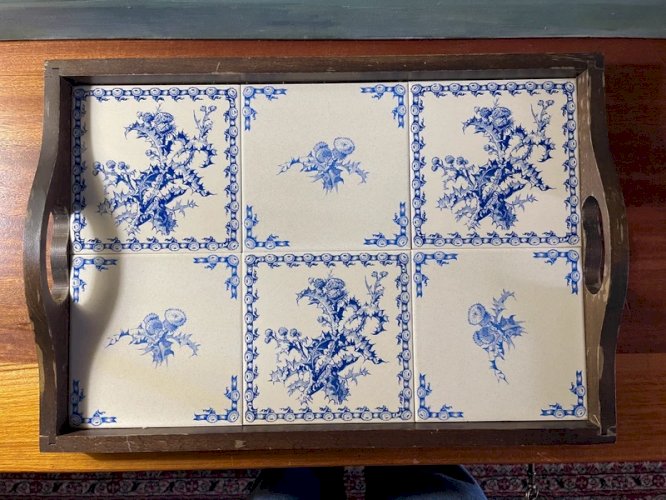 Grand plateau Gien « Chardons » vintage