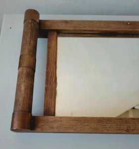 Grand plateau miroir mercure bois cuivre