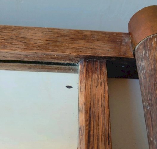 Grand plateau miroir mercure bois cuivre