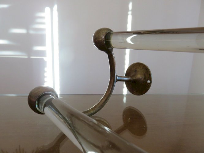 GRAND PORTE SERVIETTE DOUBLE ART DECO EN BRONZE MASSIF ET VERRE ANNEES 20 30