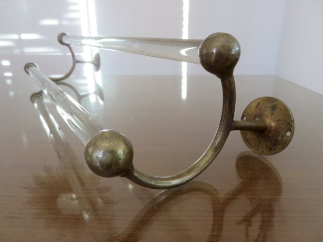 GRAND PORTE SERVIETTE DOUBLE ART DECO EN BRONZE MASSIF ET VERRE ANNEES 20 30