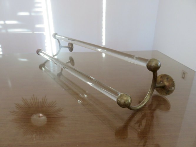 GRAND PORTE SERVIETTE DOUBLE ART DECO EN BRONZE MASSIF ET VERRE ANNEES 20 30