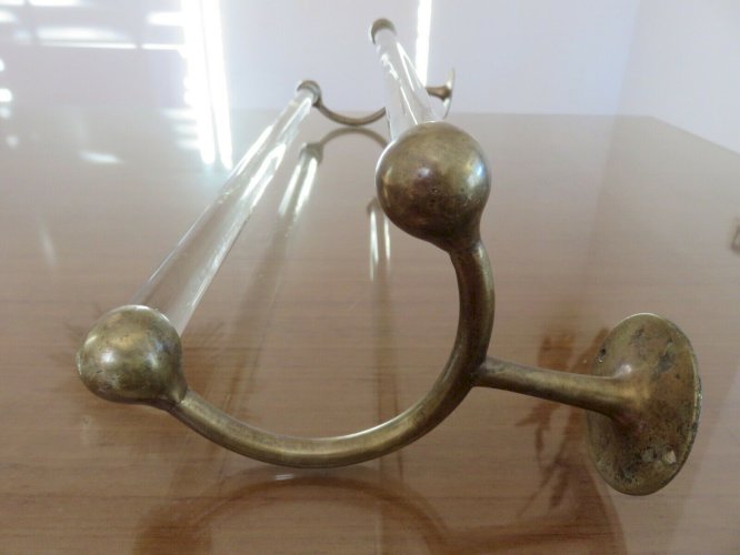 GRAND PORTE SERVIETTE DOUBLE ART DECO EN BRONZE MASSIF ET VERRE ANNEES 20 30