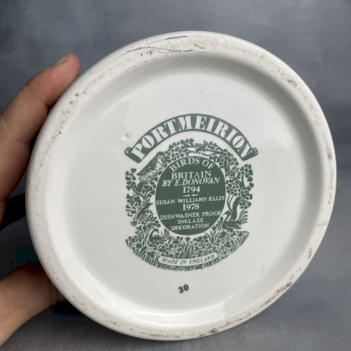 Grand pot anglais vintage oiseau pie Birds of britain magpie Portmeirion England