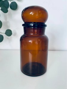Grand Pot Bocal Ambré Douwe Egberts Vintage 1970 Style Apothicaire 23cm