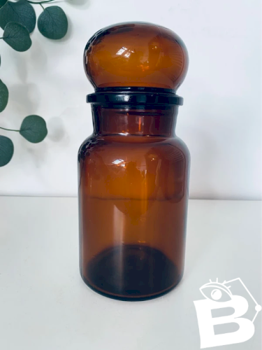 Grand Pot Bocal Ambré Douwe Egberts Vintage 1970 Style Apothicaire 23cm