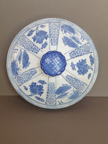 Grand pot ou vase à gingembre chinois en porcelaine bleu - blanc