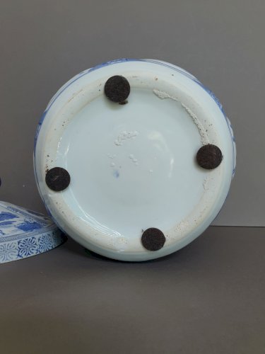 Grand pot ou vase à gingembre chinois en porcelaine bleu - blanc