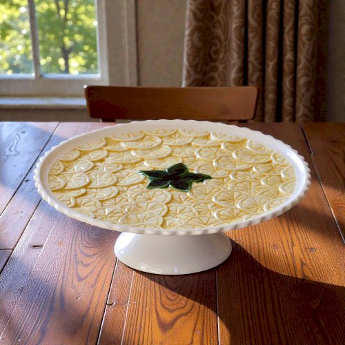 Grand présentoir à gâteau tarte en barbotine citrons