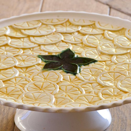 Grand présentoir à gâteau tarte en barbotine citrons
