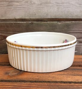 Large vintage retro porcelain ramekin Pillivuyt flower pattern