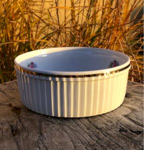 Grand ramequin rétro vintage en porcelaine Pillivuyt motif fleurs