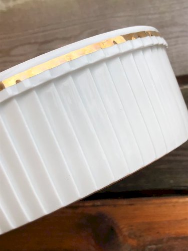 Grand ramequin rétro vintage en porcelaine Pillivuyt motif fleurs