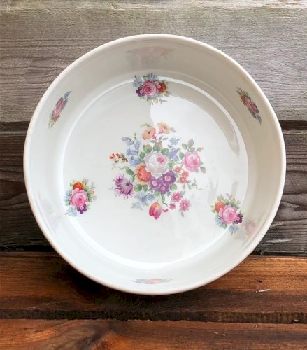 Grand ramequin rétro vintage en porcelaine Pillivuyt motif fleurs