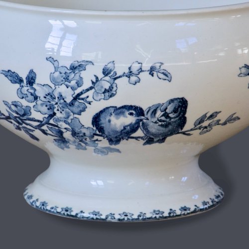 Grand saladier / légumier XIXe terre de fer signé Sarreguemines Favori