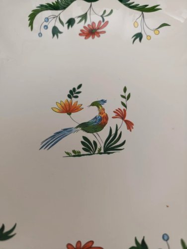 grand saladier / melonniere Gien decor oiseaux de paradis en bon etat