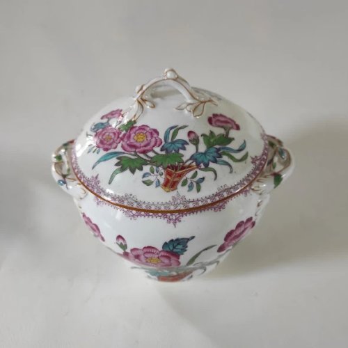Grand sucrier ancien Anglais en porcelaine, Victor Saglier Mintons N°215