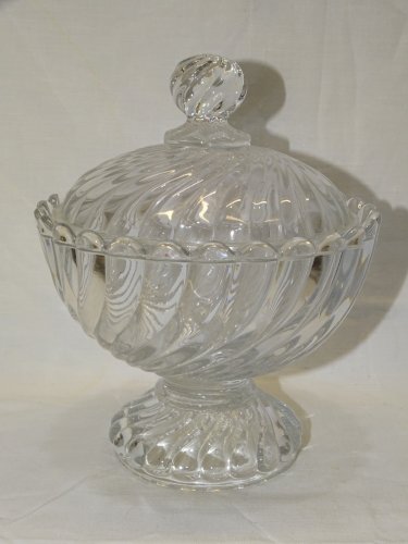 -GRAND SUCRIER POT COUVERT BACCARAT BAMBOU TORS Marqué en dessous & couvercle  D