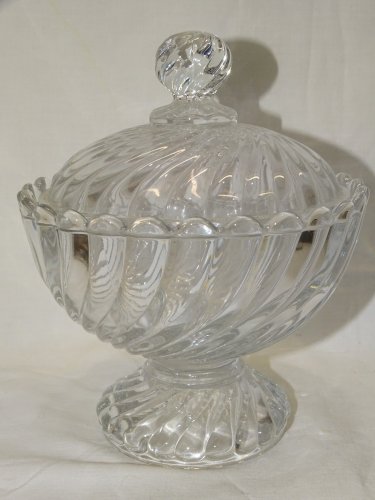 -GRAND SUCRIER POT COUVERT BACCARAT BAMBOU TORS Marqué en dessous & couvercle  D