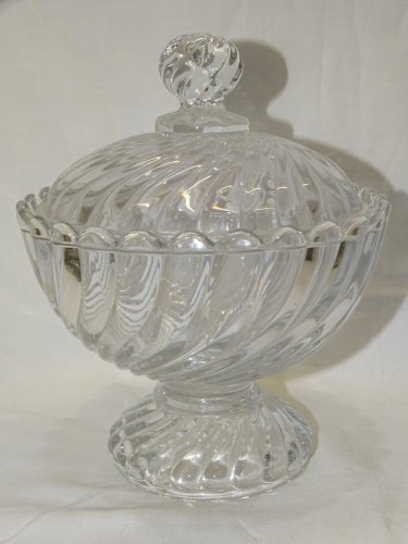 -GRAND SUCRIER POT COUVERT BACCARAT BAMBOU TORS Marqué en dessous & couvercle  D