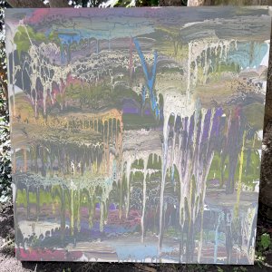 Grand tableau 90 x 90 - Art Contemorain - Coulures