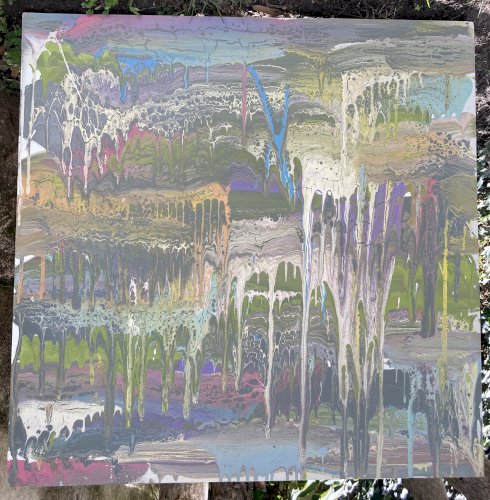 Grand tableau 90 x 90 - Art Contemorain - Coulures