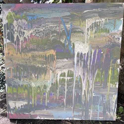 Grand tableau 90 x 90 - Art Contemorain - Coulures
