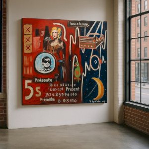 Grand Tableau Contemporain DELPHINE PERLSTEIN Pop Art Format Monumental New York