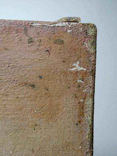 Grand tableau ferme sur étang ancien XIXe signature huile sur toile lin