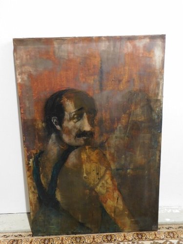 GRAND TABLEAU HUILE SUR PANNEAU L'OUVRIER DE O.CHEVALIER 2001