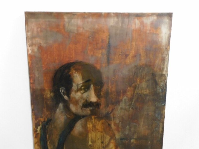 GRAND TABLEAU HUILE SUR PANNEAU L'OUVRIER DE O.CHEVALIER 2001