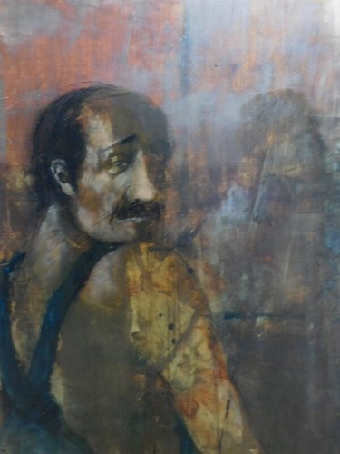 GRAND TABLEAU HUILE SUR PANNEAU L'OUVRIER DE O.CHEVALIER 2001
