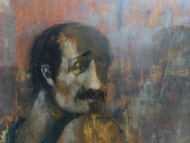 GRAND TABLEAU HUILE SUR PANNEAU L'OUVRIER DE O.CHEVALIER 2001
