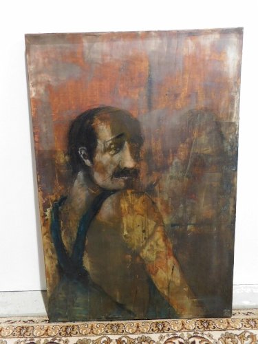 GRAND TABLEAU HUILE SUR PANNEAU L'OUVRIER DE O.CHEVALIER 2001