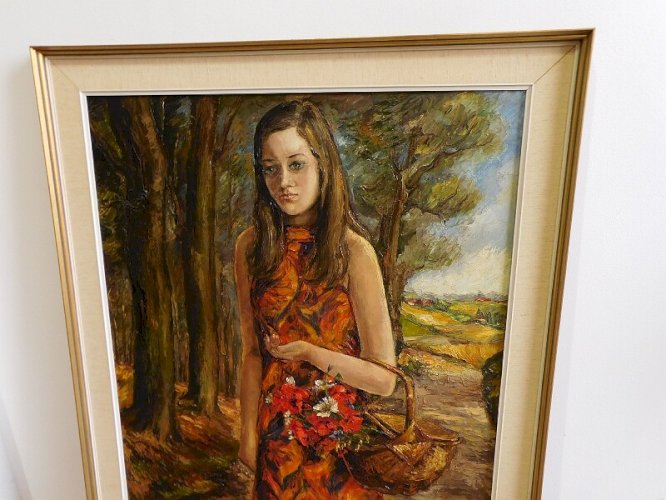 GRAND TABLEAU LA FILLE AU PANIER 85X124 DE LUCIENNE BOSQUET