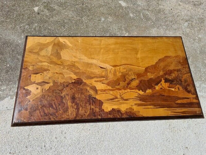 GRAND TABLEAU MARQUETERIE ROSENAU