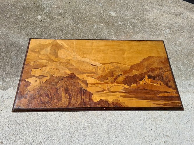 GRAND TABLEAU MARQUETERIE ROSENAU