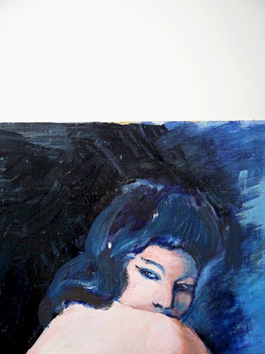 Grand tableau nu femme de dos, moderne huile panneau vintage
