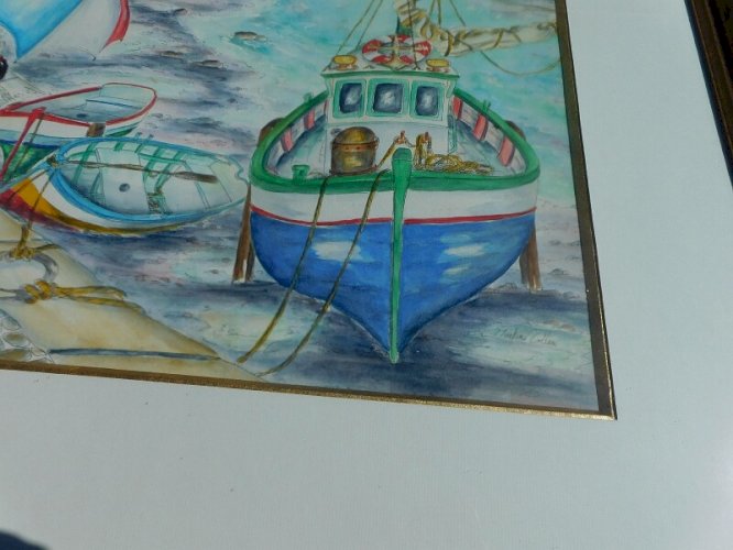 GRAND TABLEAU PEINTURE AQUARELLE MARTINE COTTEN