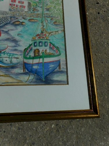 GRAND TABLEAU PEINTURE AQUARELLE MARTINE COTTEN