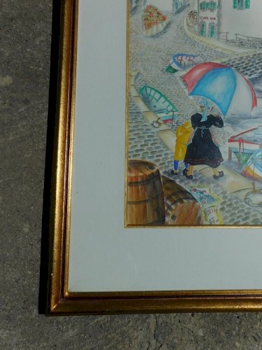 GRAND TABLEAU PEINTURE AQUARELLE MARTINE COTTEN