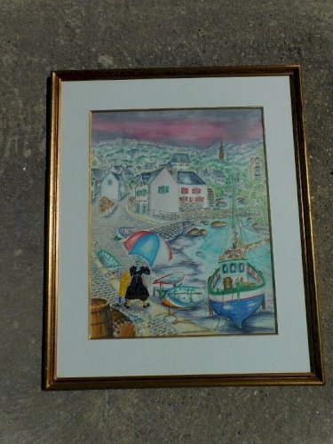 GRAND TABLEAU PEINTURE AQUARELLE MARTINE COTTEN